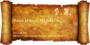 Vavrinecz Milán névjegykártya